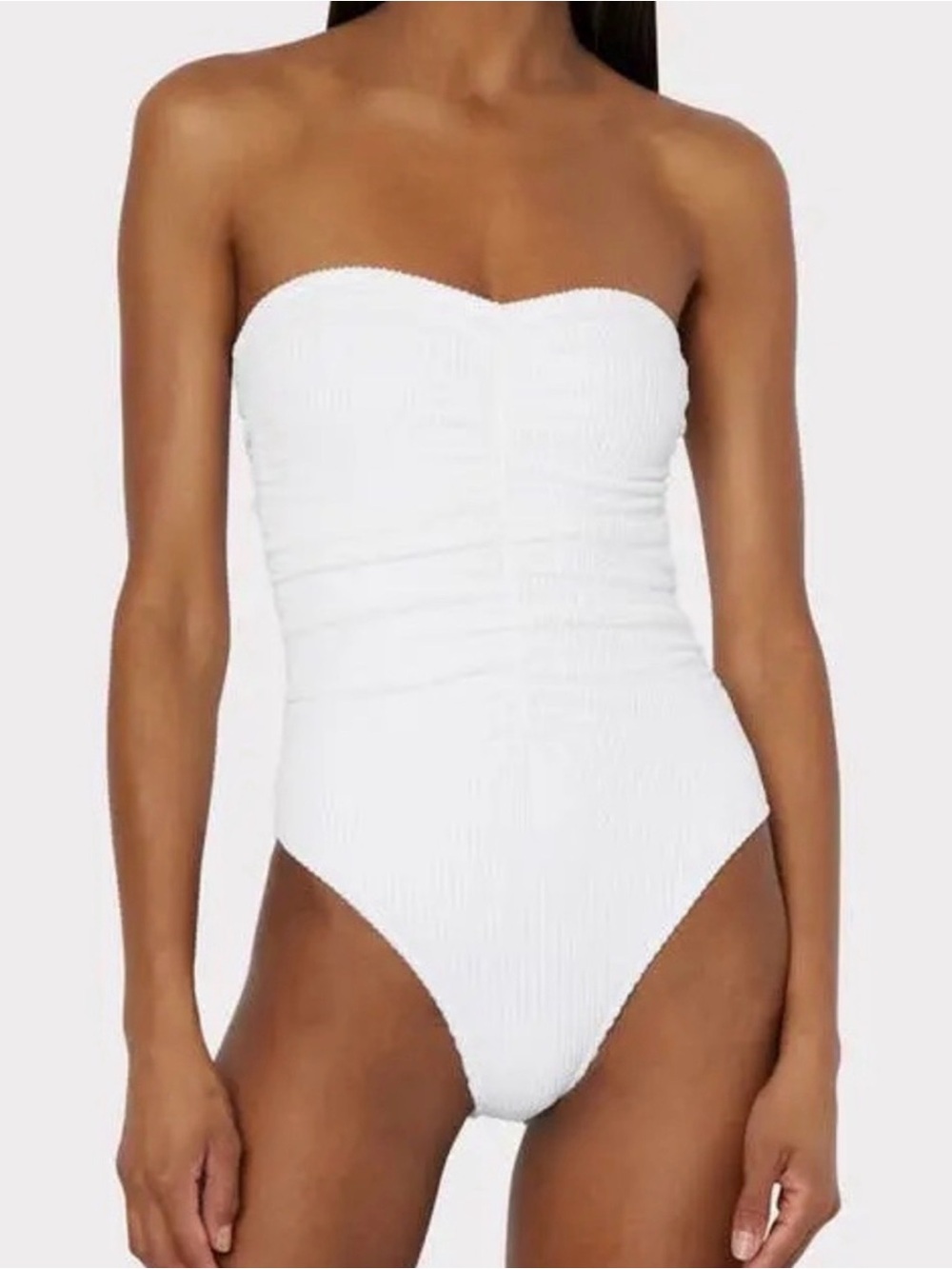 MILLY Textured Ruched One
Piece Swimsuit.  New with tahs